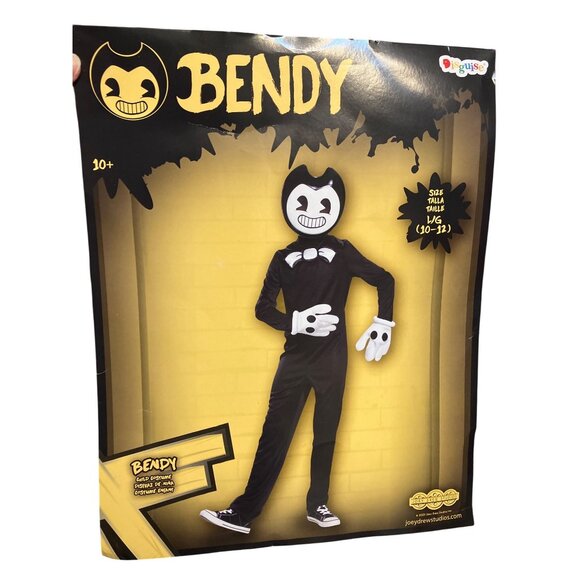 Bendy Costume By Disguise Kids L/G (10-12) Includes Mask & Gloves Black/White - Picture 2 of 14